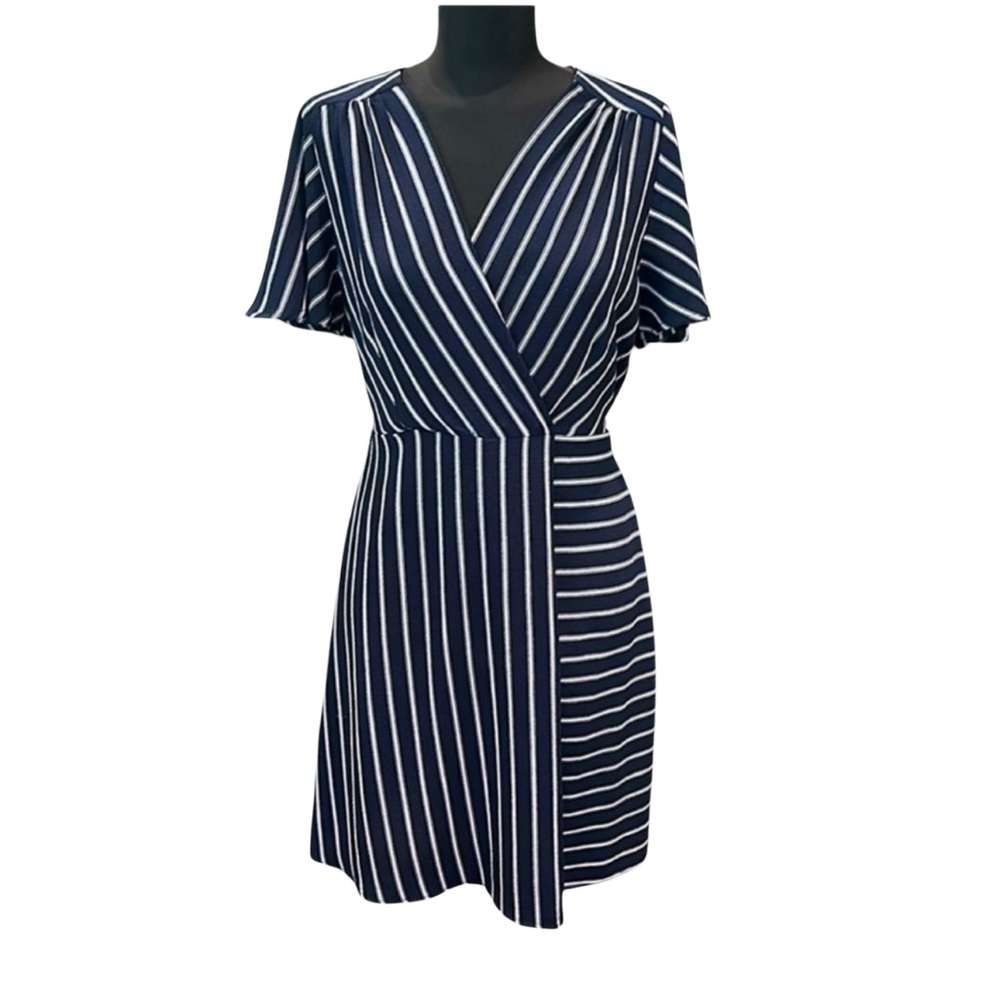 Faux Wrap Flutter Sleeve Midi Dress by Monteau Los Angeles